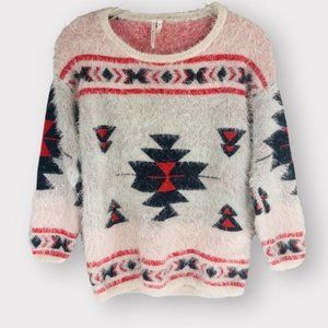 36 POINTS 5 Southwestern Eyelash Knit Sweater Size Small